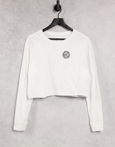 T-shirt corta a maniche lunghe con stampa bianca-Bianco