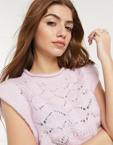 cropped knitted tank in lilac-Purple