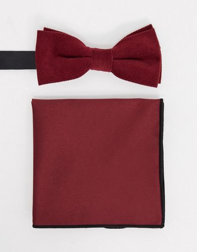 boxed cord bow tie and pocket square in red
