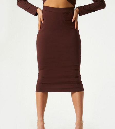 exclusive midi body-conscious skirt in chocolate-Brown