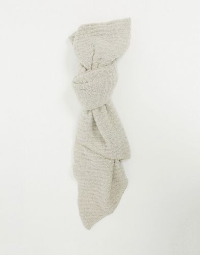 ribbed extra long scarf in cream-White