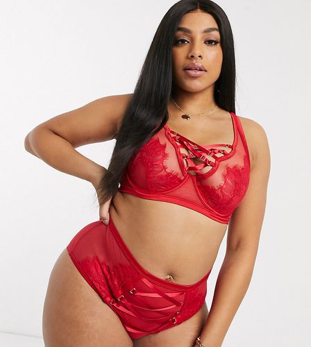 X Gabi Fresh lace overlay high waist brief in red