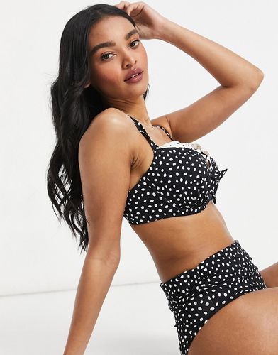 Fuller Bust Hotspots fold over bikini bottom in polka dot-Multi