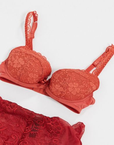 Fuller Bust Rebel padded lace plunge bra in orange