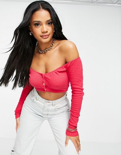 Crop top monospalla fucsia-Rosa