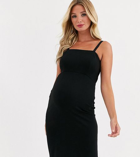 Maternity cami strap midi pencil dress in black