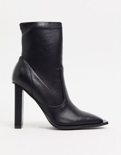Lavinia heeled sock boots with square toe in black