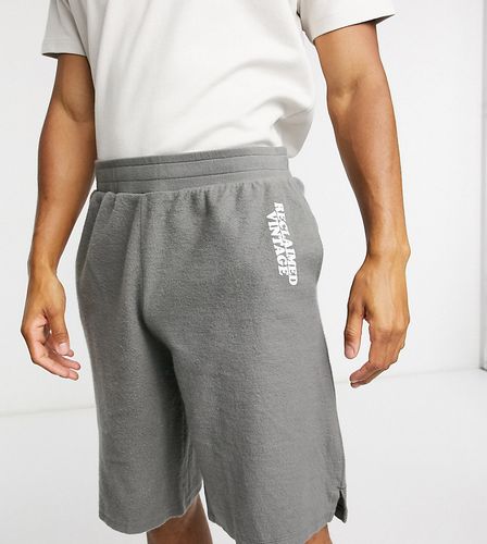 inspired longline brushed shorts in charcoal gray-Grey