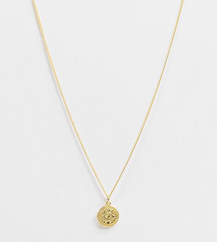 inspired sterling silver gold plated necklace with coin pendant with eye detail
