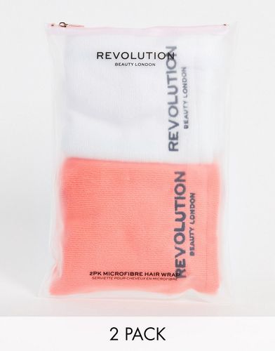 Revolution - Hair - Confezione da 2 asciugamani per capelli in microfibra bianco/corallo-Nessun colore