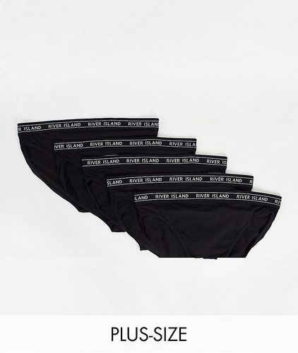 Confezione da cinque slip neri con fascia con logo-Nero