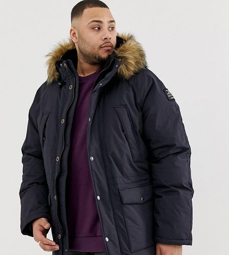 Artica X hooded nylon parka with detachable faux fur trim in navy