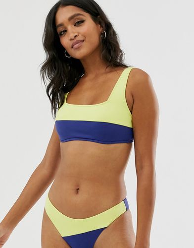 crop bikini top with neon highlight in blue-Multi