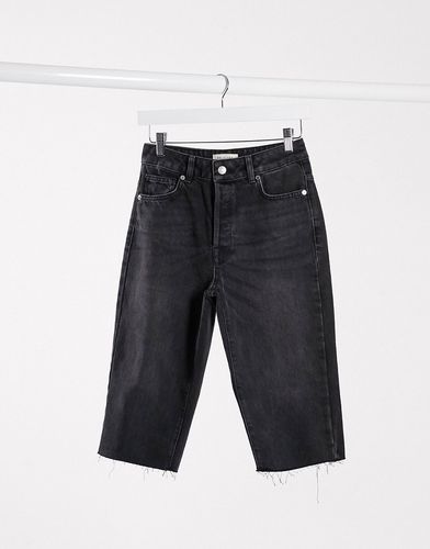 Femme - Pantaloncini di jeans lunghi neri con fondo grezzo-Nero