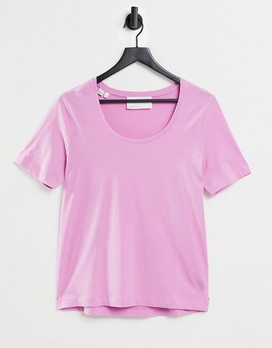 Femme - T-shirt con scollo rotondo rosa in cotone organico