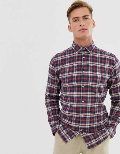 brushed check shirt in slim fit-Red