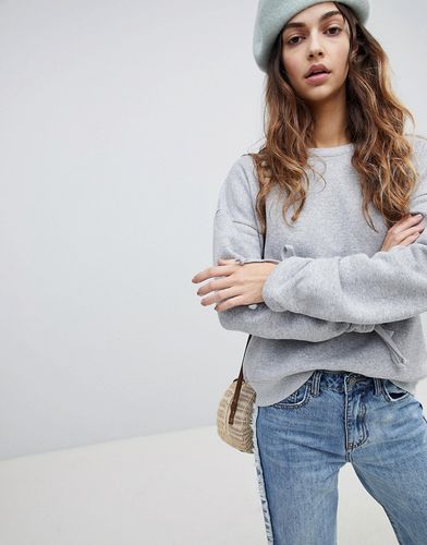 Gather Sleeve Sweatshirt-Grey