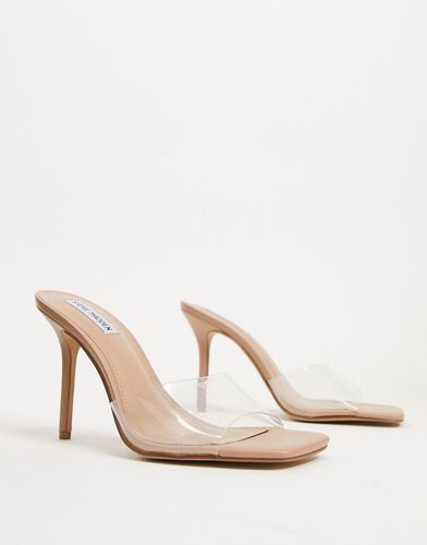Signal heeled open toe mules in clear