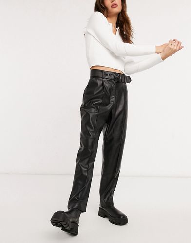 Faydell ponte leather-look belted pant in black