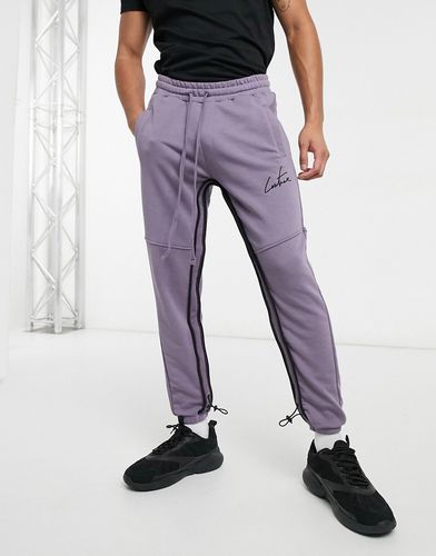 heavy weight ruched detail sweatpants in orchid-Purple