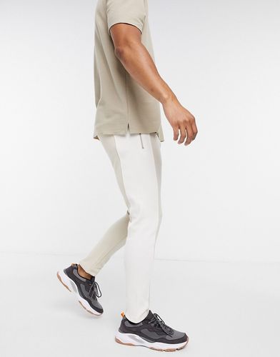 rib panelled tapered sweatpants in beige