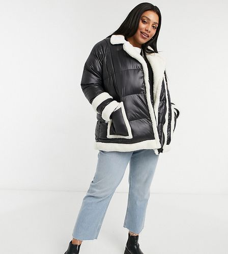 jiggy oversized quilted jacket-Black