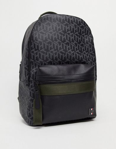 backpack in monogram print with small logo-Black