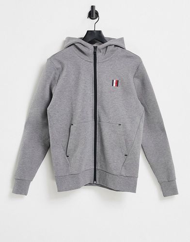 modern essentials zip through sweatshirt in dark gray-Grey