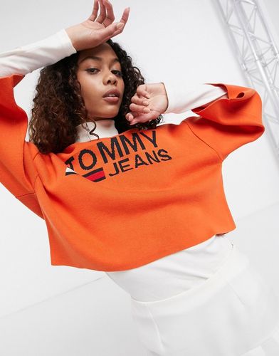 logo collegiate cropped sweater in orange