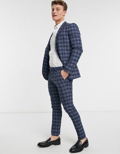 check skinny suit pants in blue