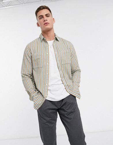 shirt in gray & blue stripe-Grey