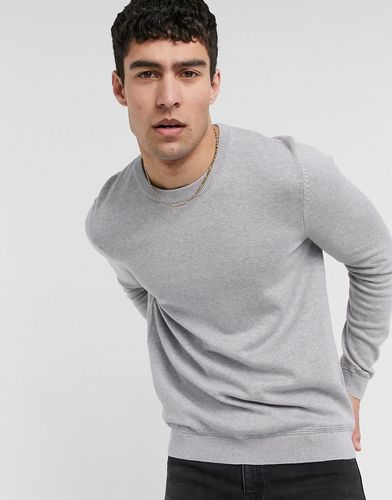 twist heather crew sweater in gray-Grey