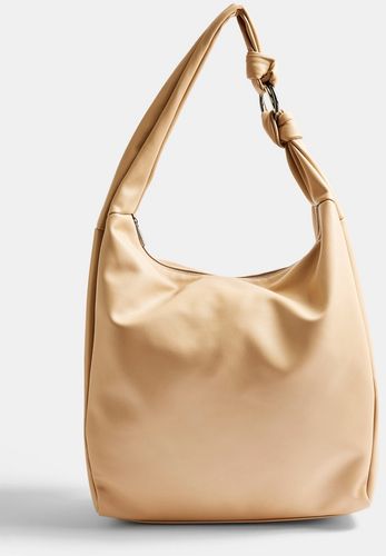 oversized knot nylon hobo bag in khaki-Brown