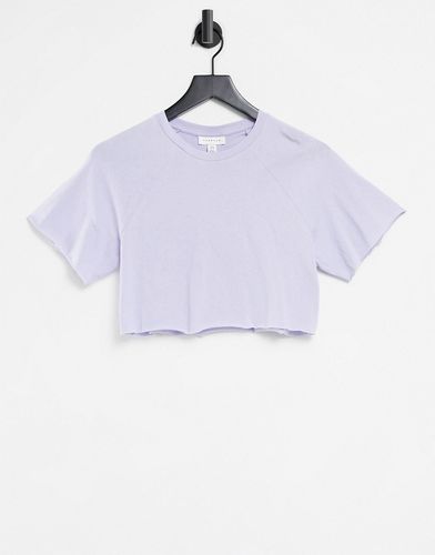 T-shirt corta con maniche raglan e bordi grezzi lilla-Viola