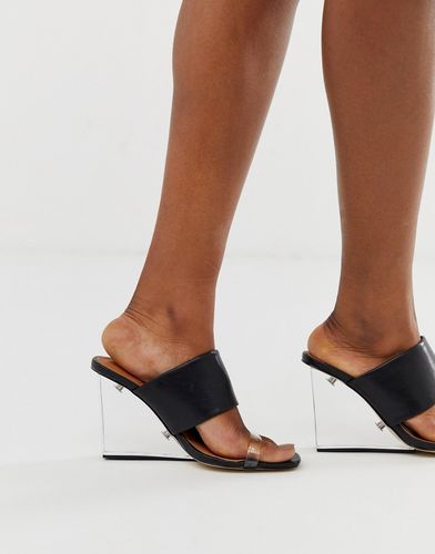 clear mule wedge heeled sandals-Black