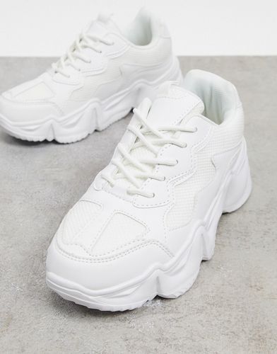 Sneakers chunky bianche con suola molto spessa-Bianco