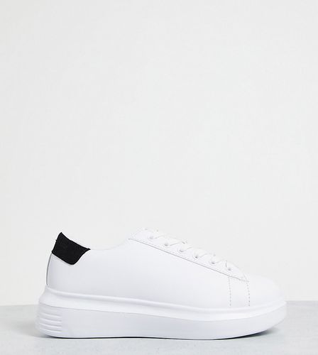 Sneakers flatform a pianta larga bianche-Bianco