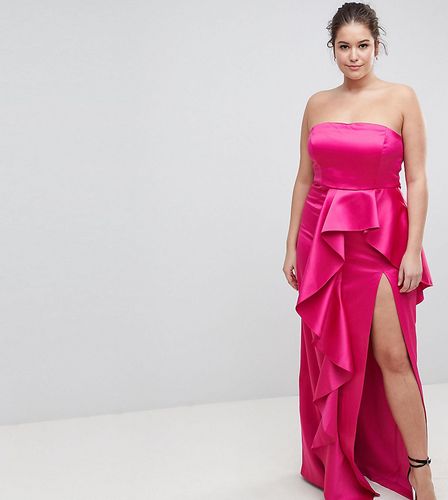 TTYA BLACK Plus Bandeau Maxi Dress With Ruffle Detail-Pink