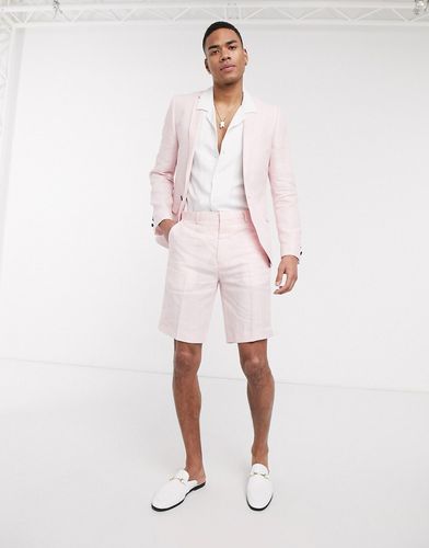 slim linen suit shorts in light pink