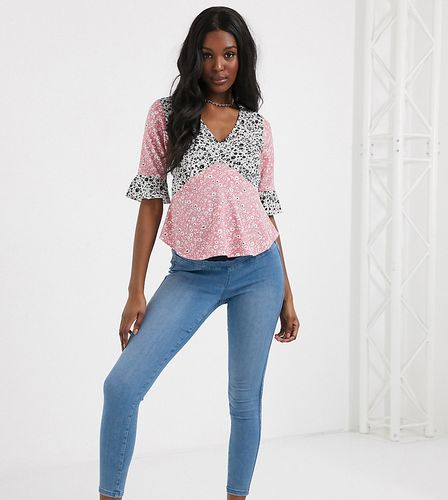 super stretch pull on skinny jeans-Blues