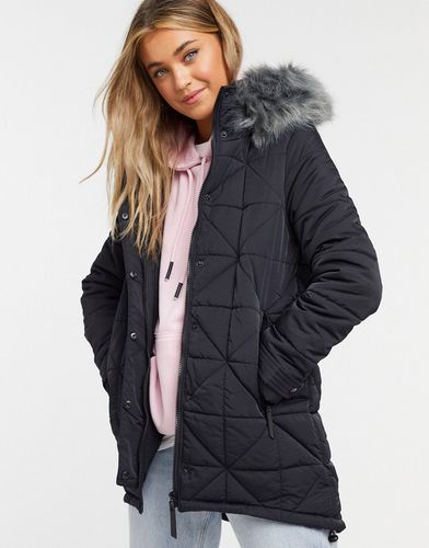 parka with faux fur hood in black