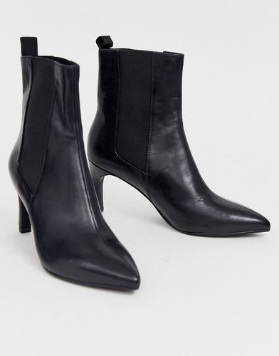 Whitney black leather heeled ankle boots