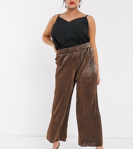 plisse wide leg pants-Copper
