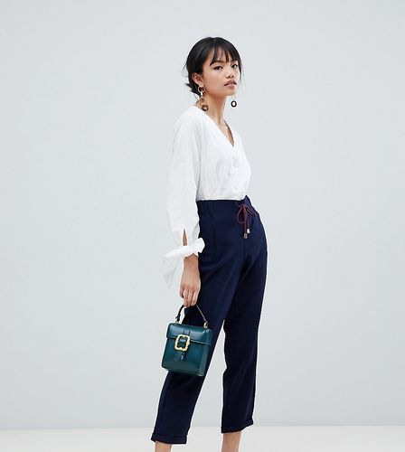 Drawstring Relaxed PANTS-Navy