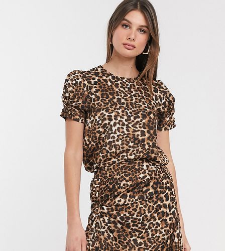 Tall leopard print ruched top-Multi