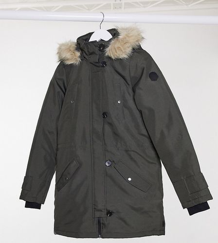 parka with faux fur hood in green