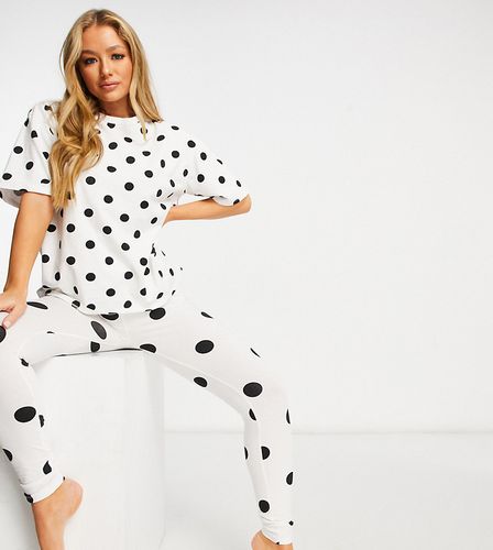 Pigiama con leggings e t-shirt a pois-Bianco