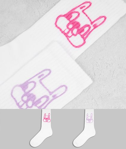 Eleven - Confezione da 2 paia di calzini con stampa di coniglietti multi-Multicolore