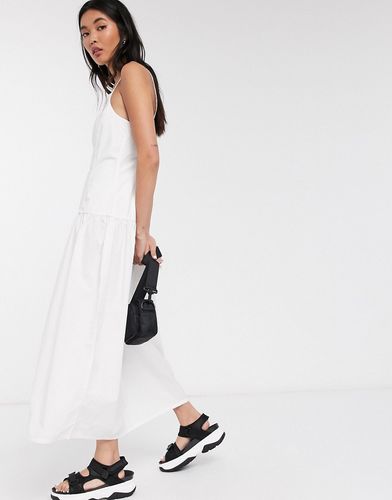 Jasmine keyhole back poplin midi dress in white