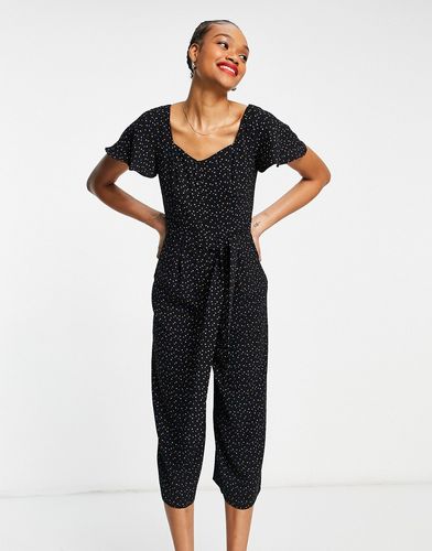 Tuta jumpsuit nera con stampa con micro triangoli-Nero